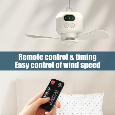 8000mAh USB Rechargeable Ceiling Fan 3-speed Wind Speed Large Wind Ceiling Fan Night Lamp Lighting Household Outdoor Fan