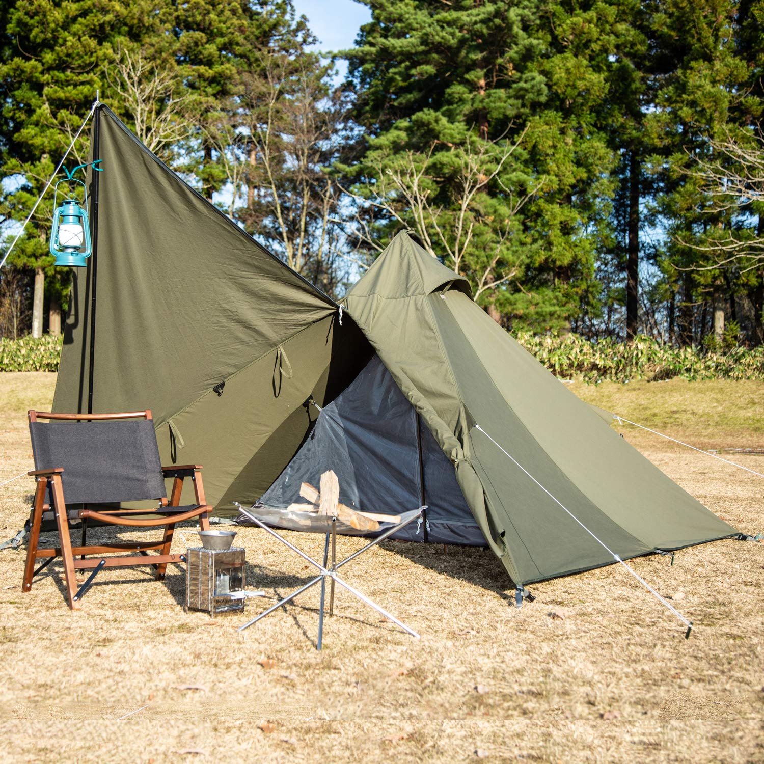 Buy BUNDOK Solo Teepee 1 TC 1 Khaki Color One Pole Tent Blend