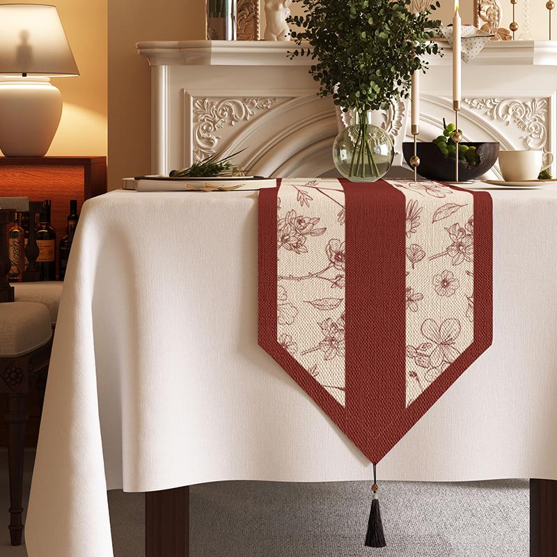 

Красная скатерть-дорожка из хлопка и льна с двойным счастьем, водонепроницаемая, свадебная 35x140 cm