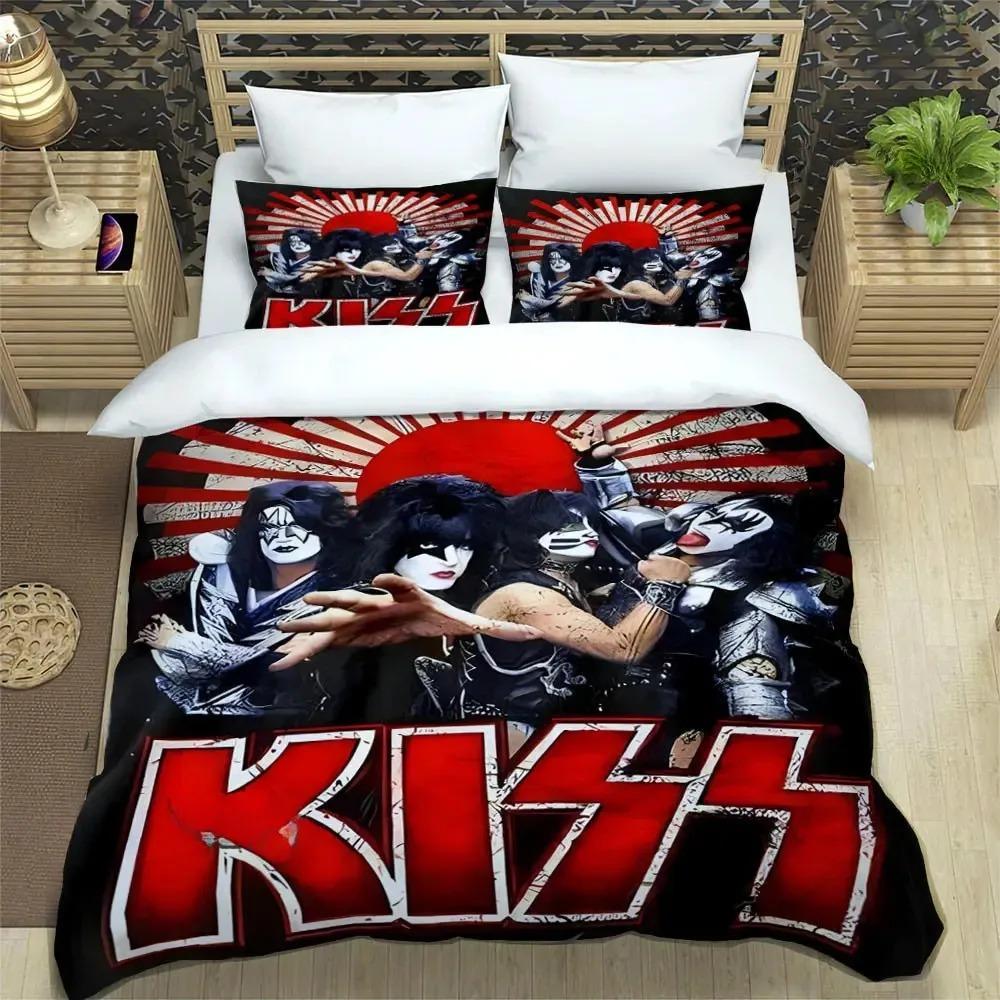 

KISS band Duvet Cover 3D Print Kiss Band Rock Bedding Set All Season Comforter Quilt Cover and Pillowcases Single Double Queen US Twin 173x218cm