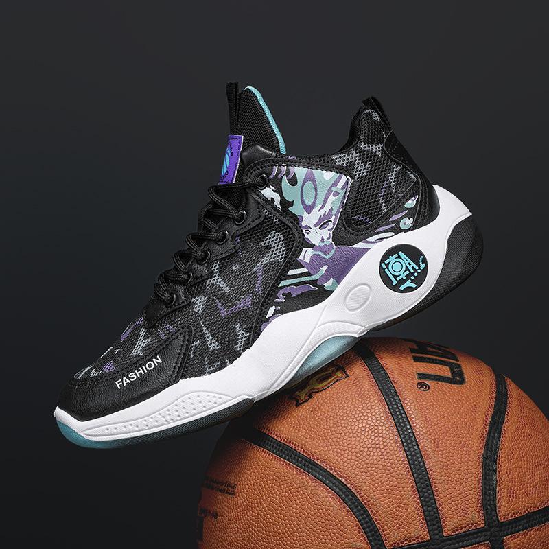 Men's shoes summer new breathable mesh basketball shoes trendy versatile platform help students running sports shoes