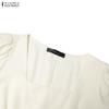 ZANZEA Women Elegant Casual Square Collar Casual Short Sleeve Dress
