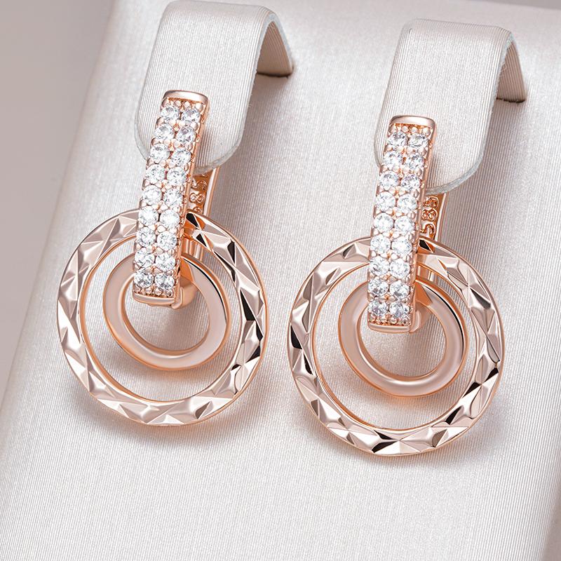 Unique Design Full Natural Zircon Dangle Earrings For Women Fashion  Rose Gold Color Romantic Daily Fine Jewelry
