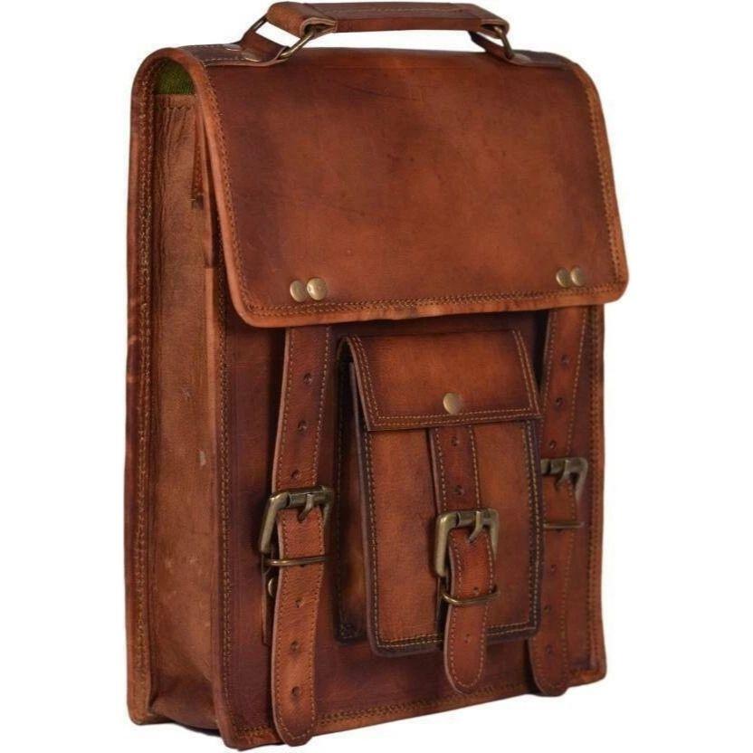 

Кожаная сумка Винтажная сумка-мессенджер На плечо Мужская сумка-портфель Натуральная Портфель для ноутбука 11 x 9 x 3 in