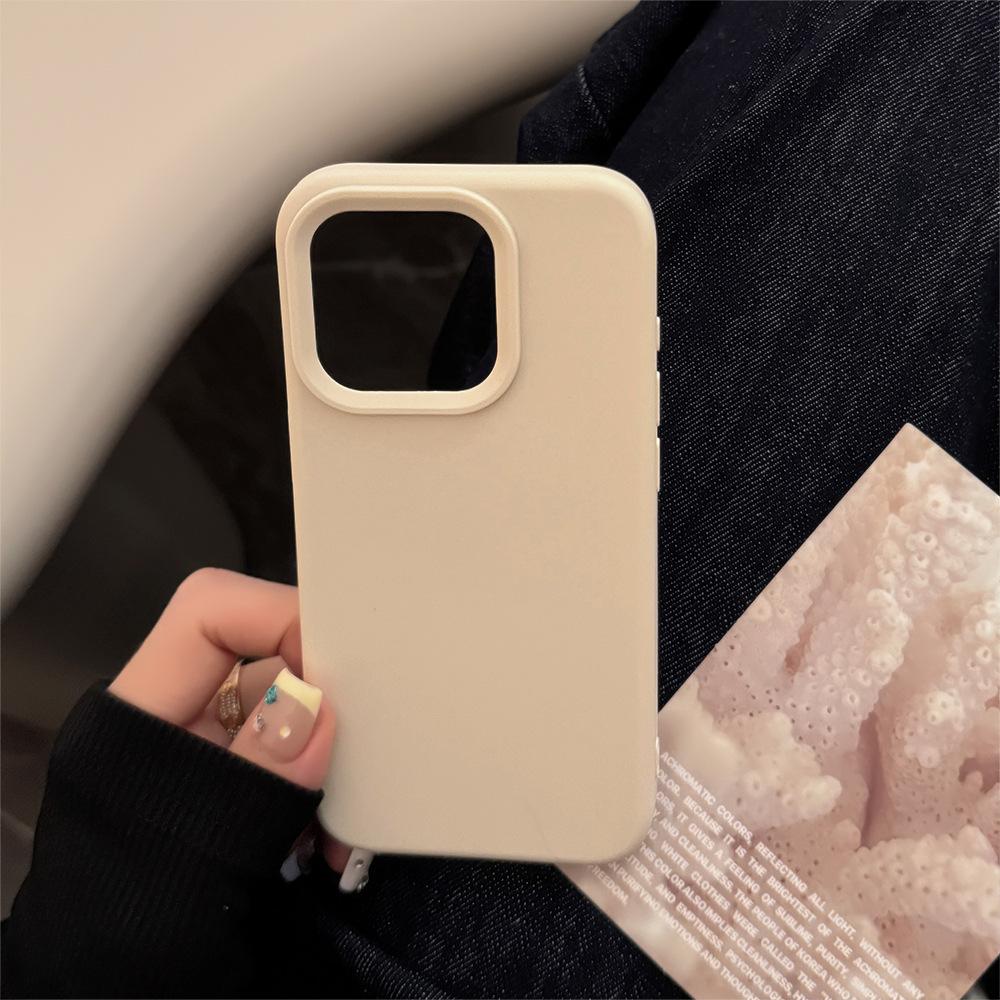 Solid Color Simple Iphone17pro Max Suitable for 15 IPhone Case 16 High End Silicone 13 Anti Fall 12