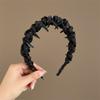 Pleated Fabric Headband for Women 1Pcs Non Slip Toothed Hair Band with Rhinestones Elegant Accessory for Daily Wear