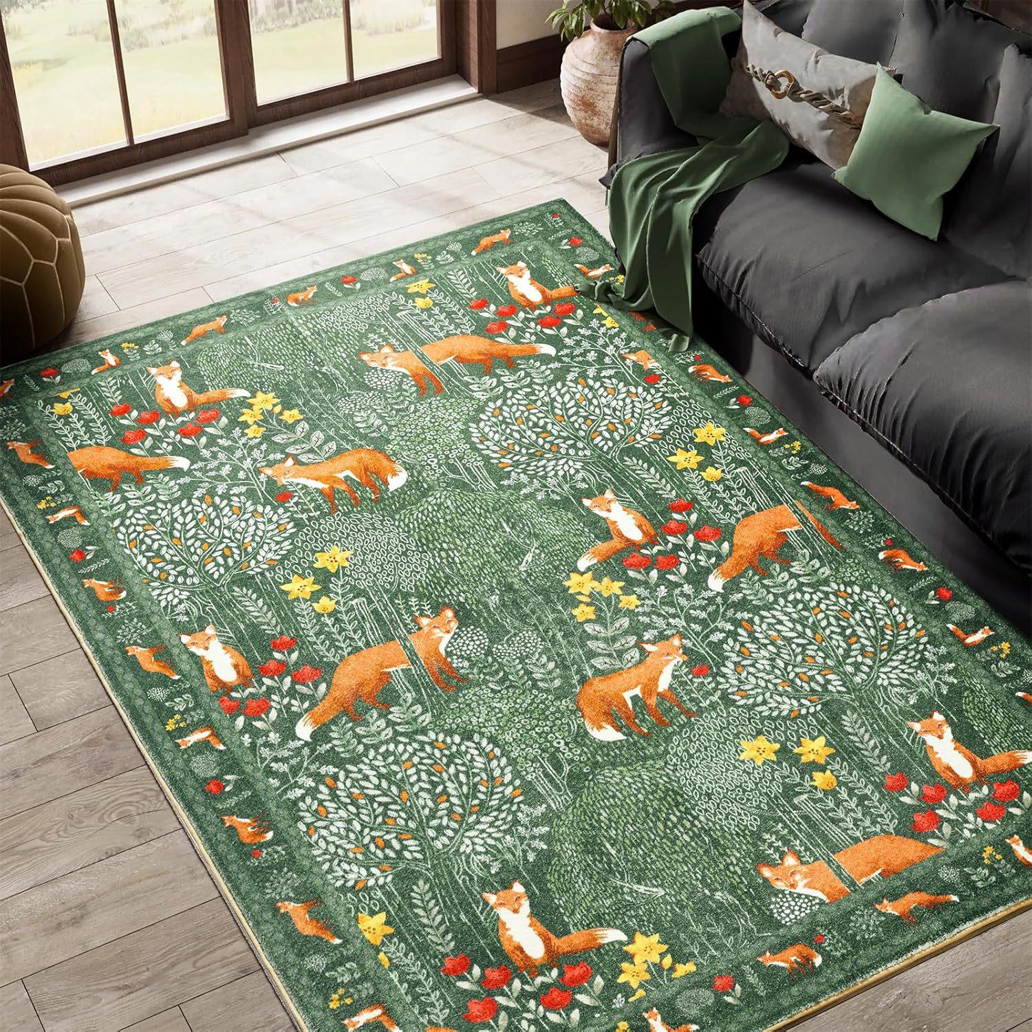 

Коврик для пола Rainforest Fox, ковер для спальни, простой в уходе, прикроватный коврик 160 * 230cm