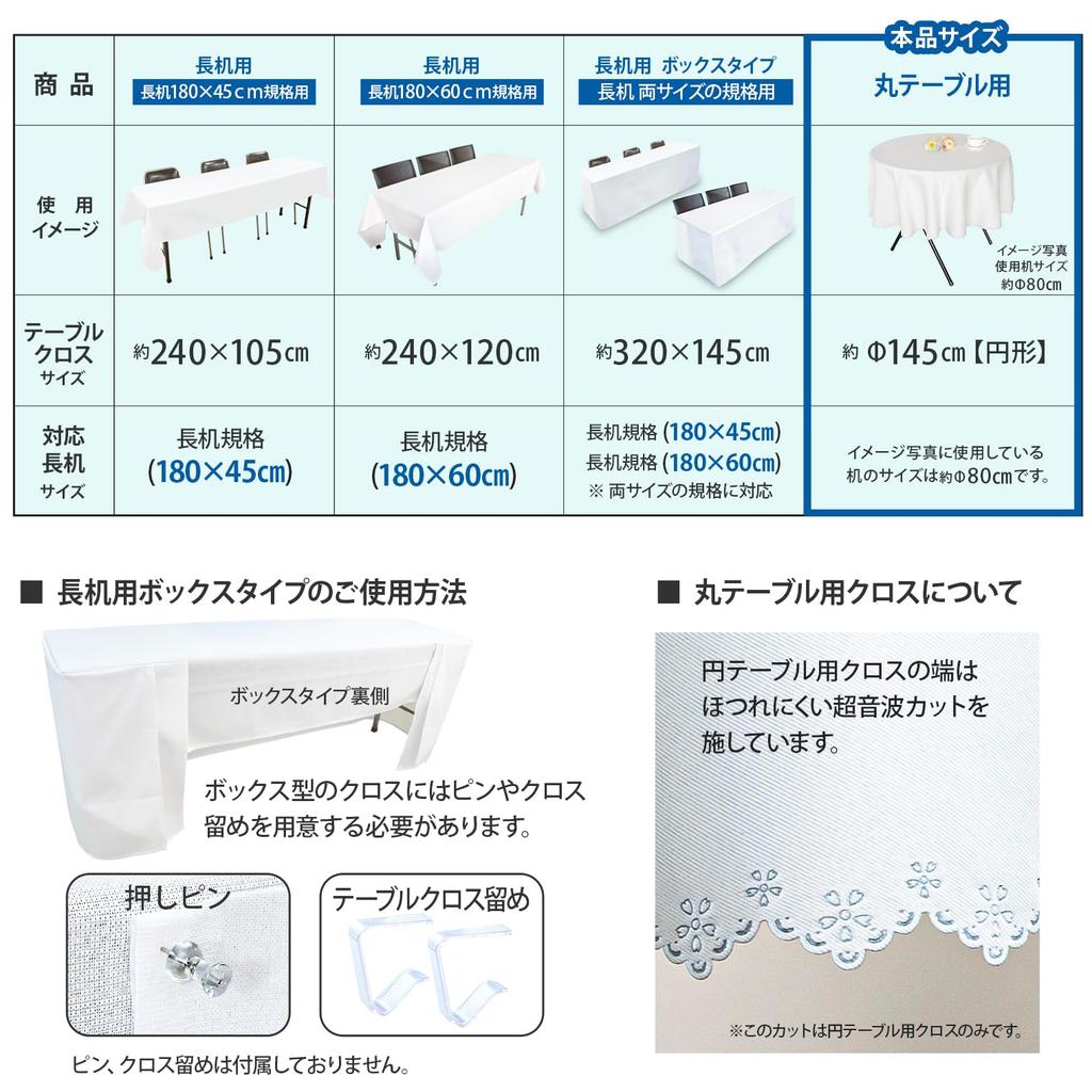 Flame-retardant green tablecloth for round tables (145cm), solid color, suitable for conference tables (events and exhibitions), made in Japan