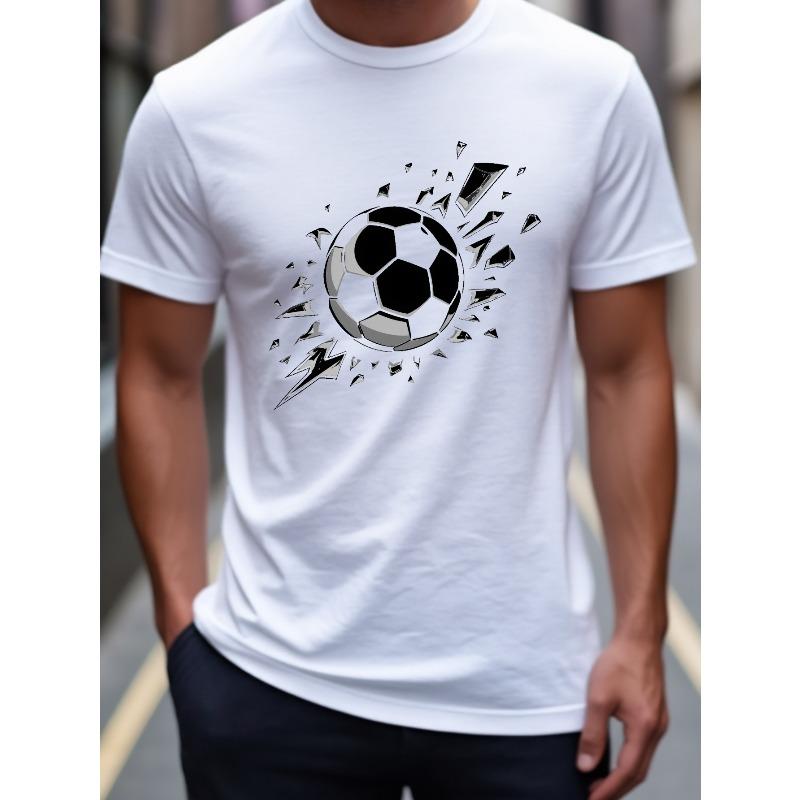 European sizes 2DFootballTeeMen | Retro 2D Soccer T-Shirt, Casual, Crew Neck, Slight Stretch Fabric, Regular Fit for Sports and Outdoor Activities