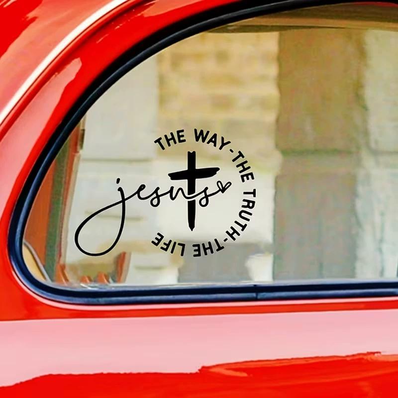 1Pcs Jesus Road Car Sticker Self-Adhesive Christian Car Sticker Jesus Road Cross Design With "Road, Truth