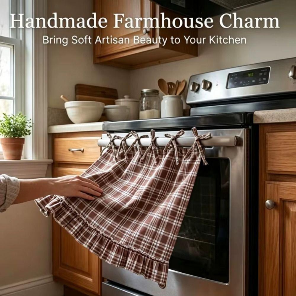 Heat-Resistant Oven Door Curtain Ruffle Trim Oven Cover Stove Cover Skirt Cottage Kitchen