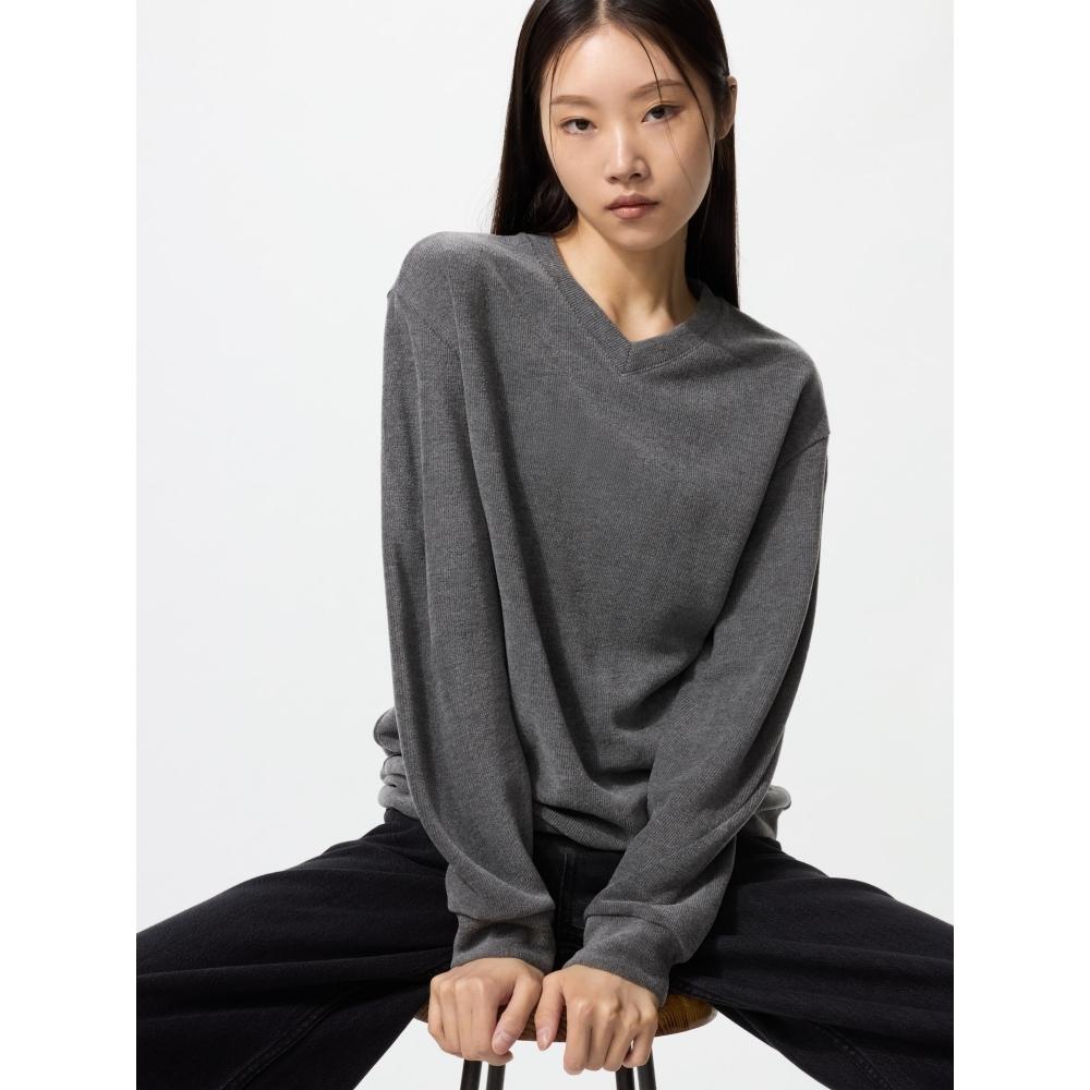 Uniqlo SofT KniT Fleece V-Ausschnitt T