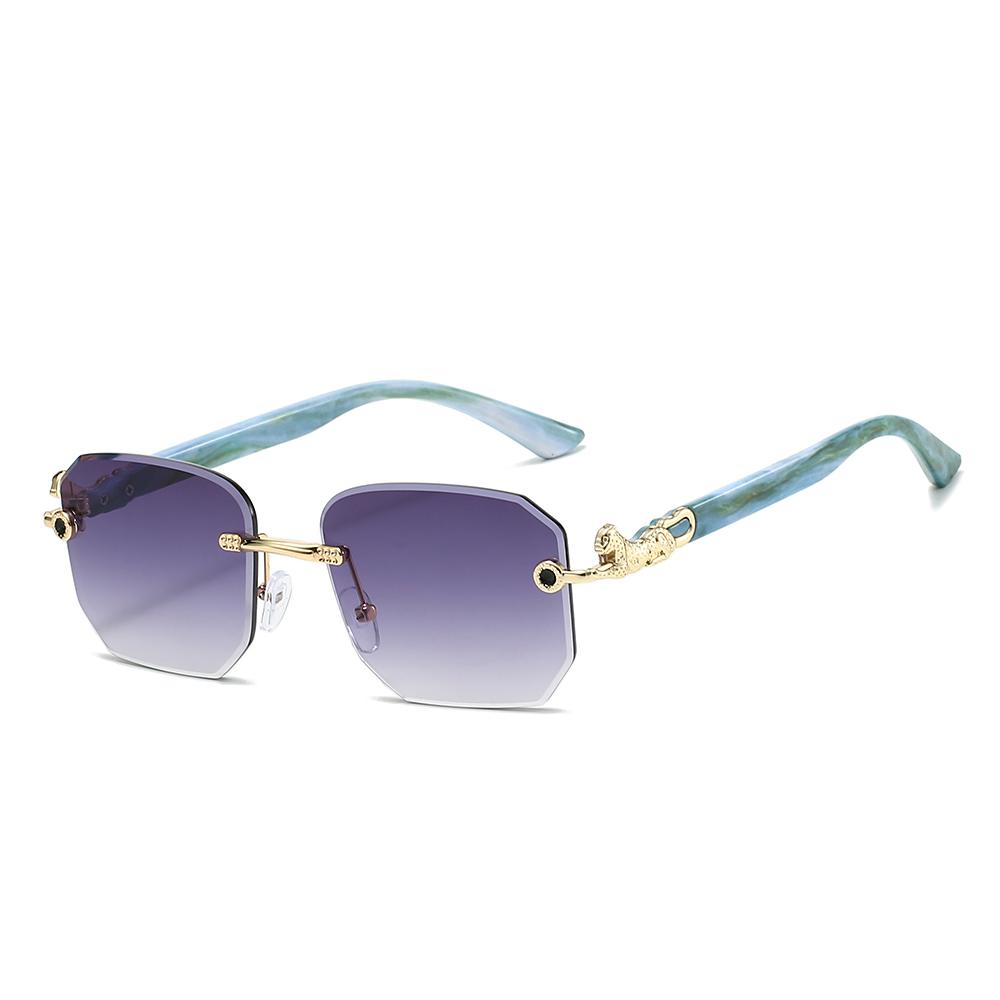 KAMMPT Lunettes de soleil carrées sans monture Homme Mode Dégradé Multicolore Décor Nuances Femme Tendance Chic Design Marque de Luxe Lunettes de soleil