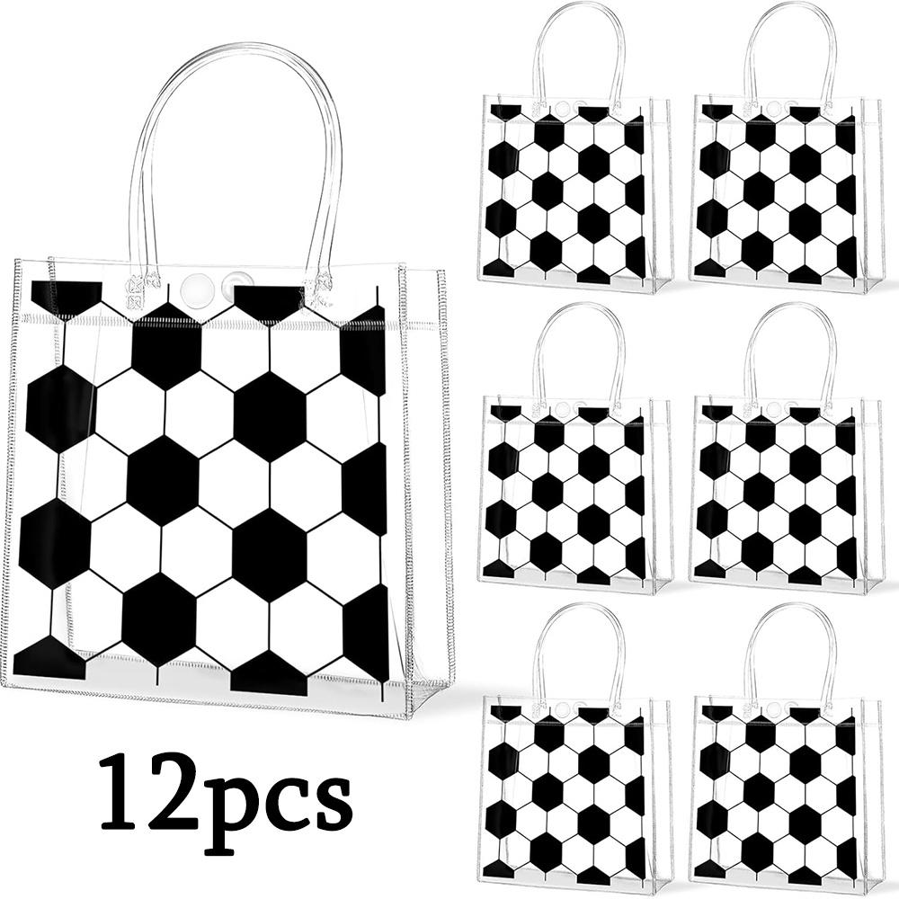 

12 шт. Прозрачные ПВХ подарочные пакеты для футбола с ручками Оптовые пакеты на спортивную тематику Пакеты для угощений Пакеты для упаковки командных подарков Сумки-шопперы на футбольную тематику 12pcs Soccer