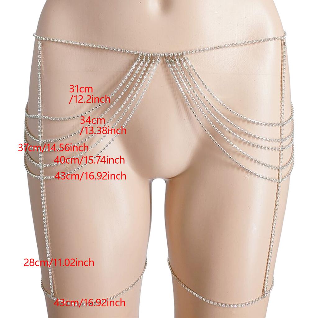 Tassels Waist Chain for Women Evening Dress Thigh Chain Rhinestones Body Chain Lady Body Jewelry Nightclub Garter Chain