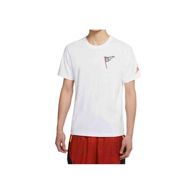 AJ23 Varsity Cotton Round Neck Letter Print Pullover Short-Sleeve T-Shirt Men Tops White DQ6075-100