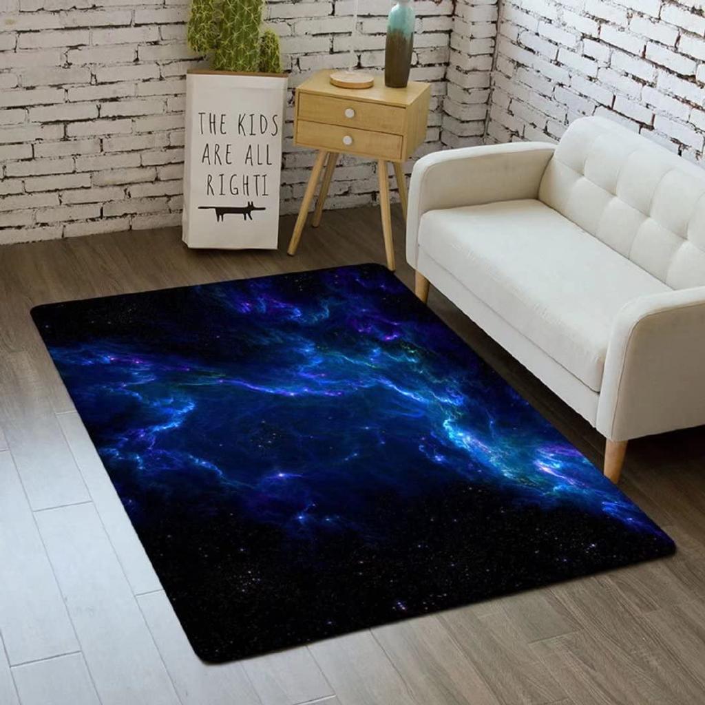 3D Galaxy Area Rug Outer Space Kitchen Floor Mat for Kids Boy Bedroom Non-Slip Nursery Crawling Carpet Dining Room Playroom Pads