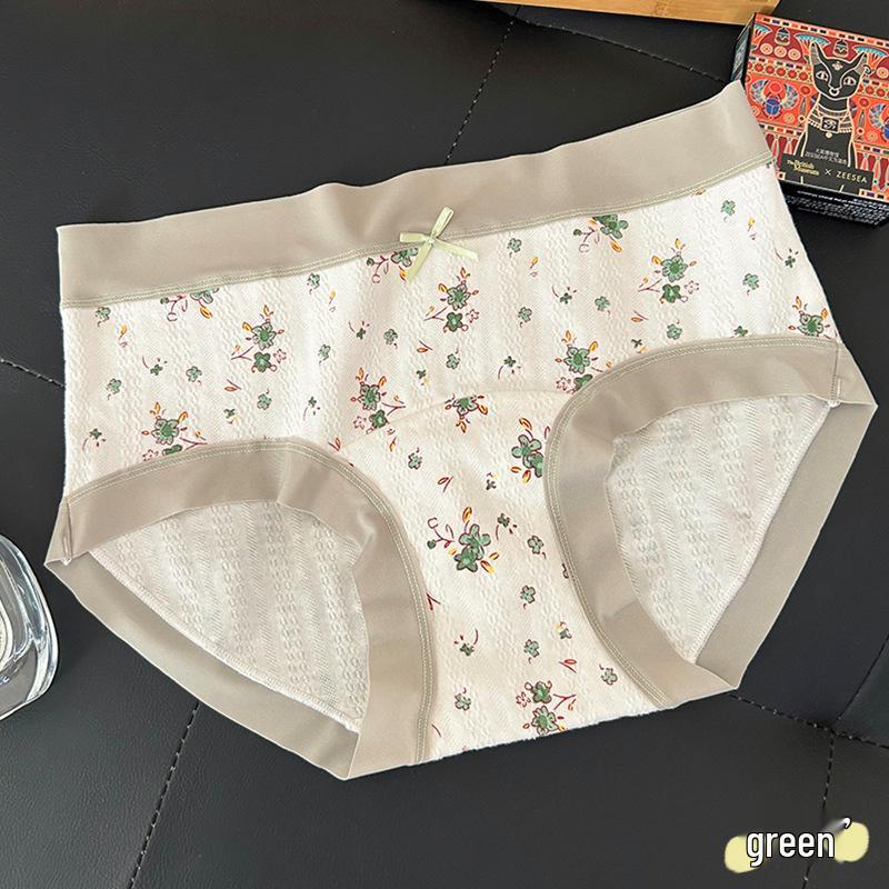Autumn-Winter Baby Cotton Floral Girly Japanese Cute Mid-Waist Soft Women's Triangle Underwear