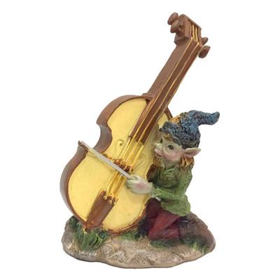 [A1620] - Estatueta de resina 'Pixie Musician' violino- viola- violoncelo- contrabaixo - 12x7x6 cm