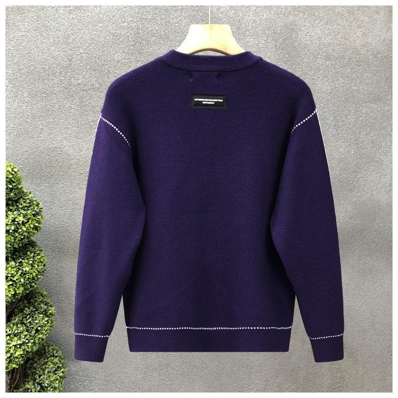 Herfst Winter Ronde Hals Patchwork Eenvoudig Alles-match Pullover Trui Mannelijk Losse Casual Gebreide Top Mannen