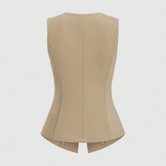 Damen Blazer Weste Schick Business Ärmellos Anzugweste Lässig Knopfleiste Büro Arbeit Weste Top