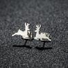 Christmas Tree Reindeer Pattern Earrings Women Student Teen New Year Gift Stainless Steel Cartilage Piercing Earring Zircon