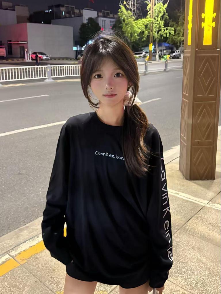 2025 Autumn Korean Letter Print Long Sleeve T-shirt for Men & Women