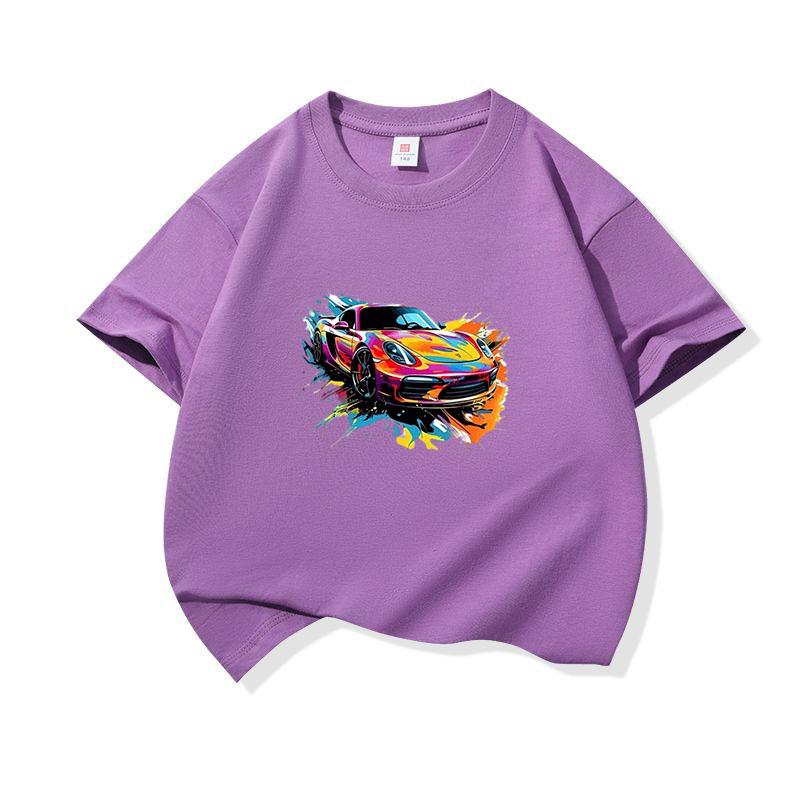 Graffiti Sports Car Graphic Tee Kids 100 Cotton Crew Neck Muticolor T Shirt Short Sleeve Breathable Top For Boys Girls Children