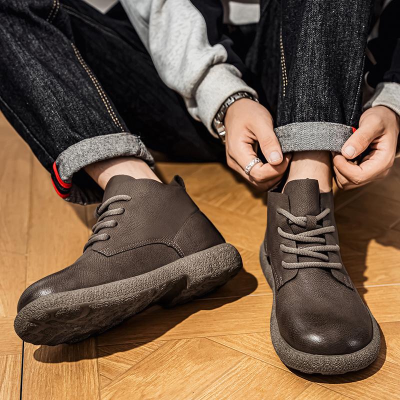 Fashion Men Ankle Boots Brown Short Boots Luxury Shoes Designed for Pilots Durable Structure, Fashionable Flat Shoes Ideal for Cities