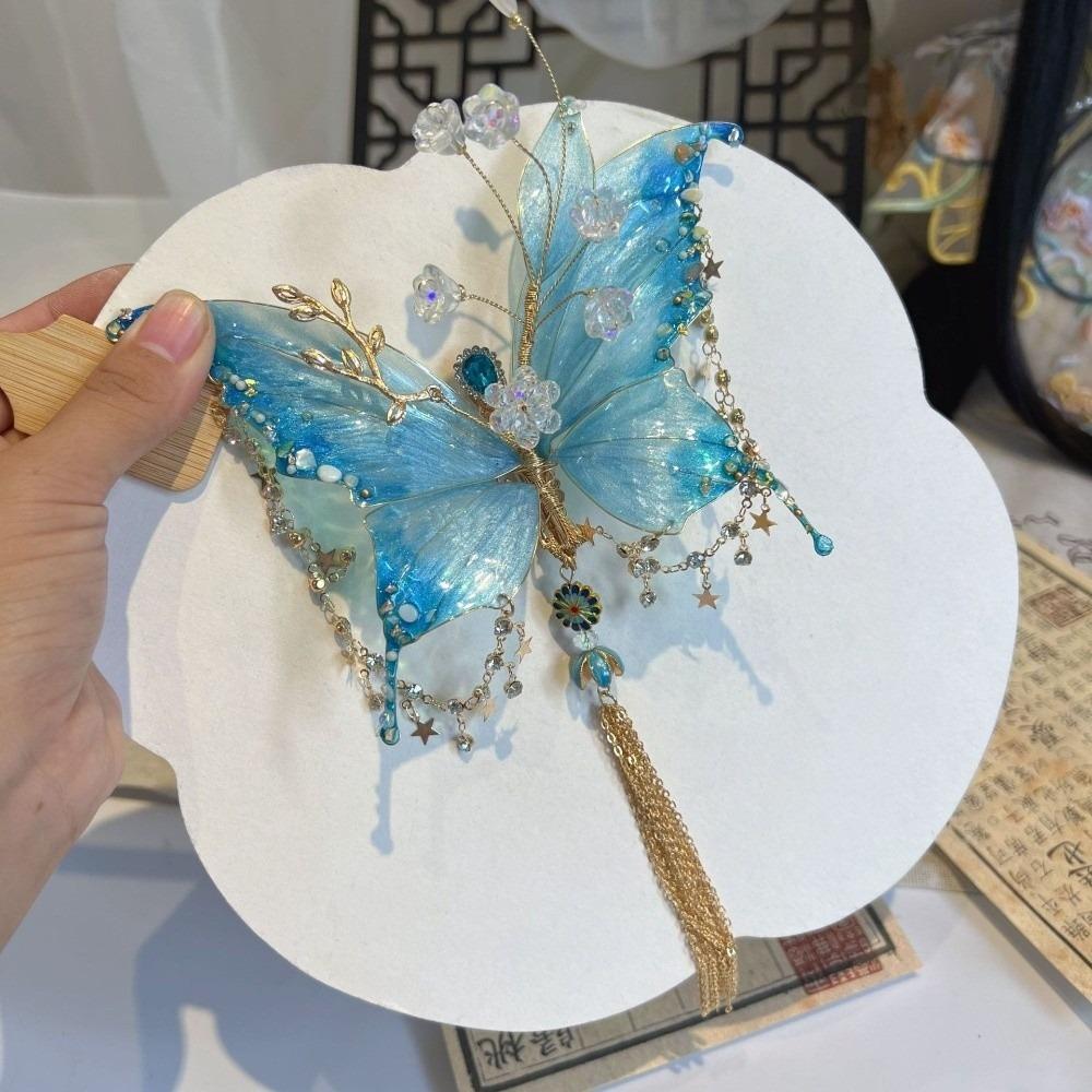 Colorful Butterfly Tassel Hair Clip Sweet Mermaid Hair Accessories Butterfly Hair Claw  Retro Style синий