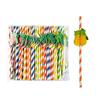 Honeycomb Fruit Paper Straws, Tropical Pineapple Orange Decor Straws for Summer Party, Disposable Drink Straws for Juice