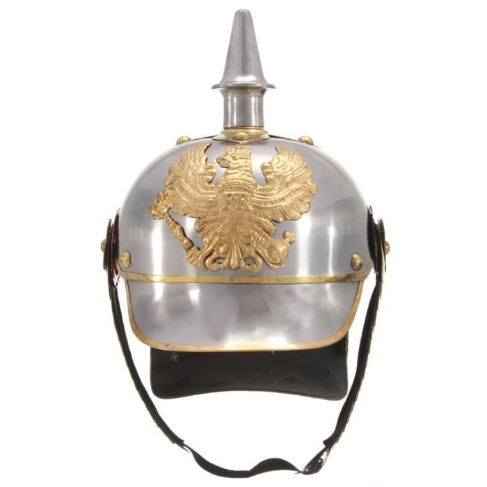 VidaXL Casque prussien allemand antique pour GN Argenté Acier