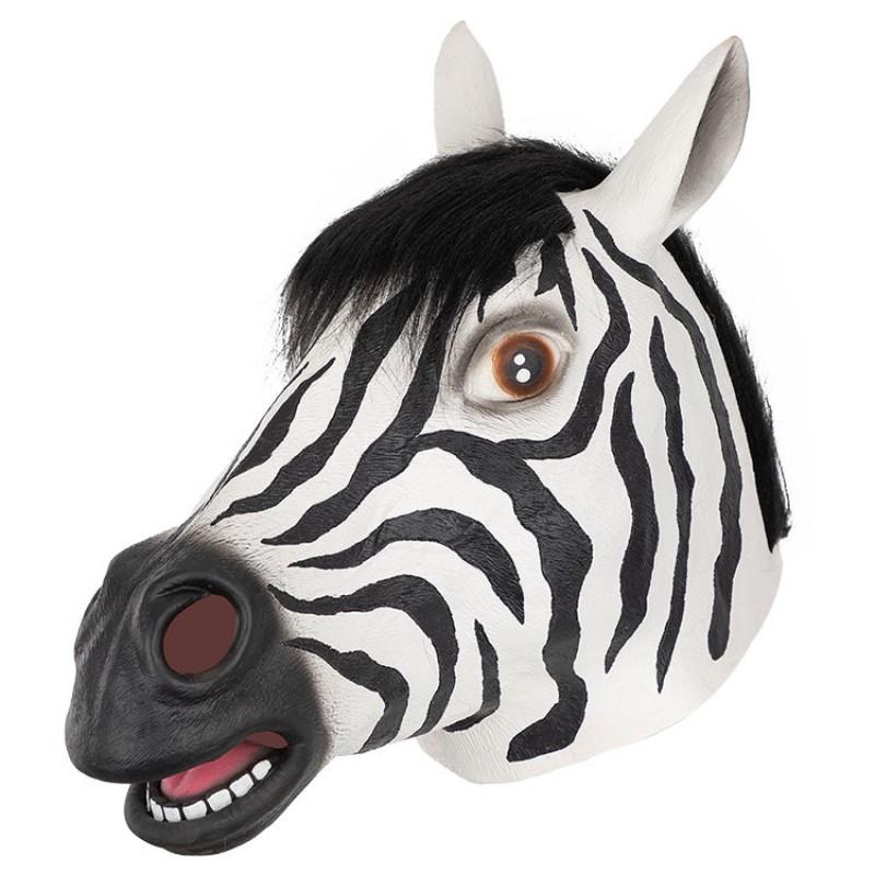 Halloween Cosplay Horse Mask White Brown Black Latex Animal Head Carnival Party