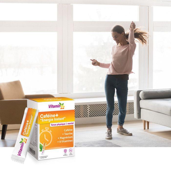 VITAMIN 22 - Caféine+ - Energie Et Vitalité Quotidienne - Sans Gluten - Cure De 7 À 14 J - 14 Sticks