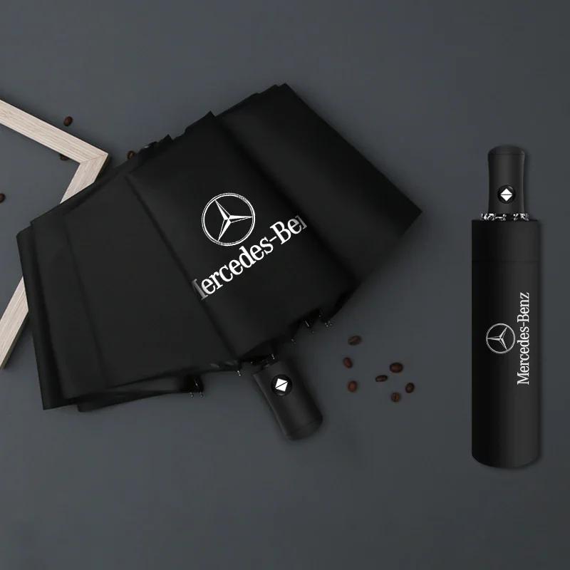 Ombrello Parasole Antivento Pieghevole Automatico con Logo Auto Per Mercedes Benz C180 C200 C260 C300 W108 W124 W126 W140 W168 W169 W176