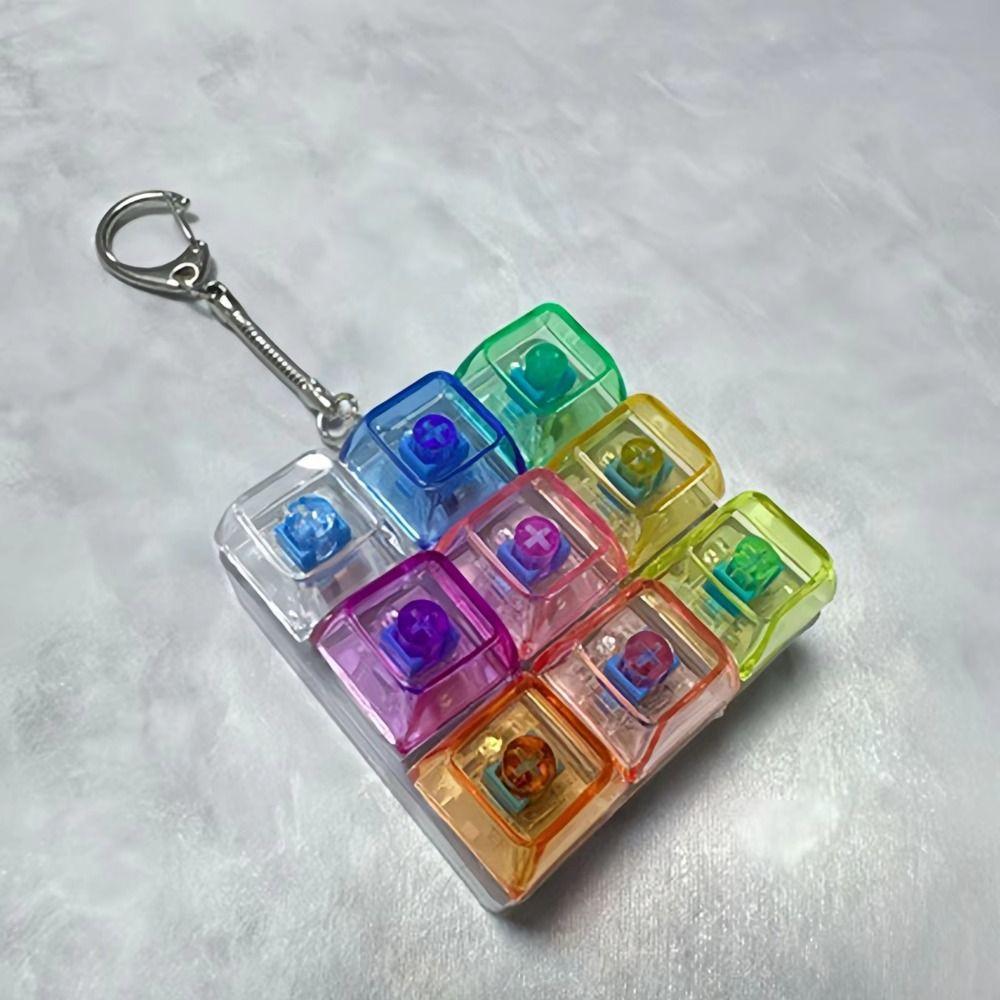 Clear Clicker LED Keyboard Key Toy Colorful Keycap Button Finger Clicker Toys Anti-Stress