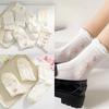 Simple White Socks Versatile Lovely Bowknot Small Flowers Women's Medium Tube Socks Kawaii Harajuku Jk Lolita Girls Cotton