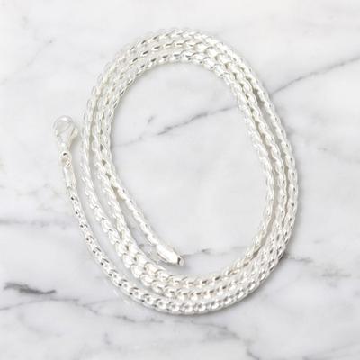 Gebogene Runde 2mm Damen Herren Silber Halskette Silberkette Herren Damen Silber Halskette Linie