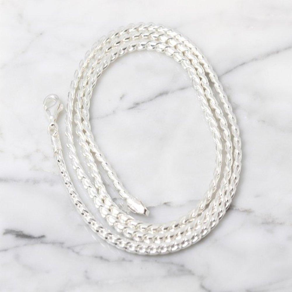 Curved Round 2mm Women Men Silver Necklace Silver Chain Men's Women's Silver Necklace Line