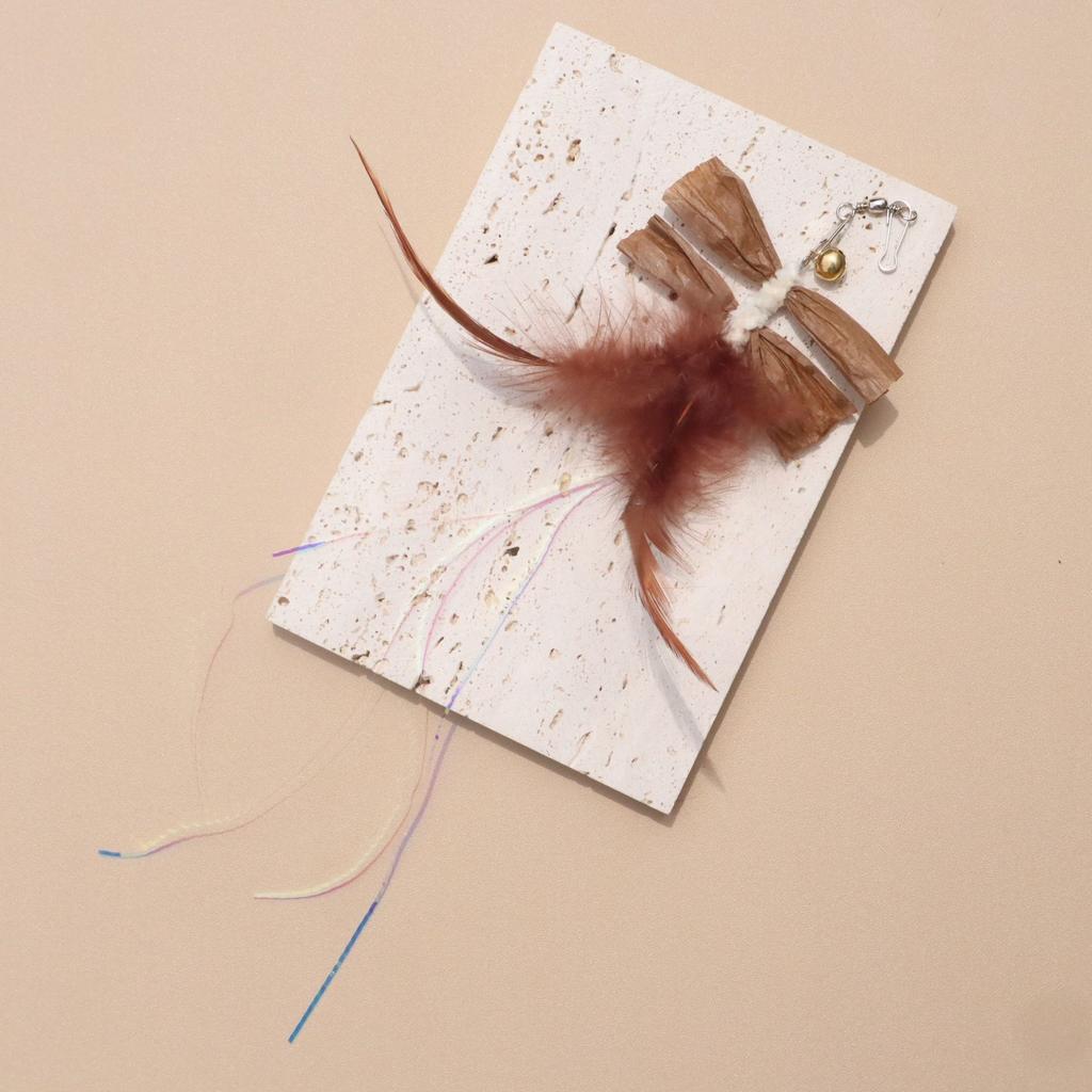 3pcs Simulated Feather Dragonfly Cat Toy Replace the Head Accessories Artificial Insects Pet Toy
