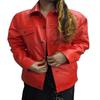Womens Genuine Lambskin ORANGE Leather DENIM Style Jacket | Handmade Ladies TRUCKER Leather Jacket | Stylish Long Sleeves Leather Shirt |