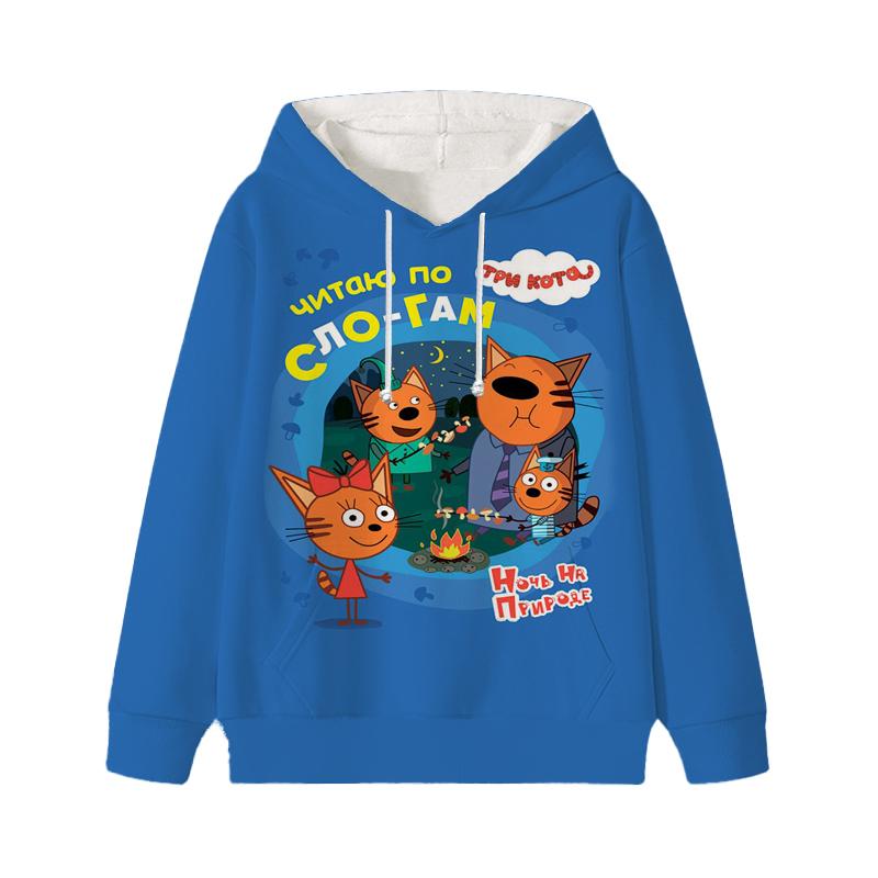 Trzy kocięta bluza z kapturem E-cat rodzina dziecięca słodka dziecięca jesień bluza z kapturem ubrania mangi dziecko dziewczyna chłopiec bluza z kapturem bluzy z kapturem