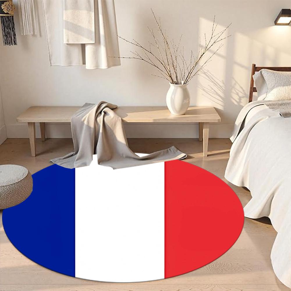 Flag Round Area Rug Suitable for Game Room Dining Room Balcony Dormitory Anti-slip Round Rug Decorate Offices Spiritual Gift