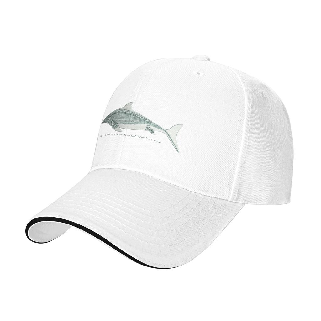 Fashion Ichthyosaur Vintage Paleontology Dinosaur PaleoArt  Curved Brim Baseball CapMakes The Face Look Smaller Mesh Cap