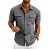 Men's Casual Short Sleeve Button Down Shirts Workwear Style Turn Down Collar Chest Pocket Blouse Tops for Daily Vacation Beach