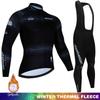 Winter Thermal Cycling Bib Tights Set With Long Sleeve Jersey Road Bike Riding Men Women