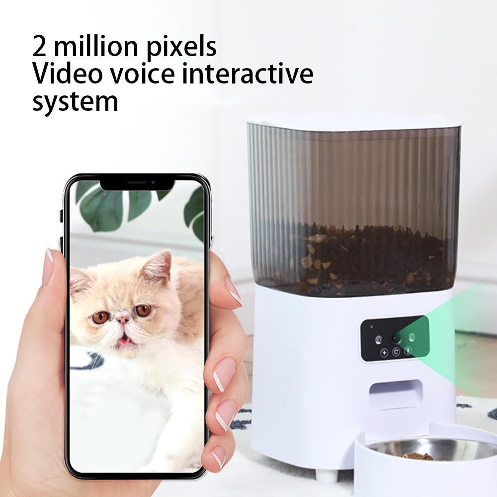 Mangiatoia per Animali Domestici da 5L con Fotocamera Mangiatoia Automatica per Gatti Dispenser Intelligente per Cibo per Cani WiFi Temporizzazione Quantitativa Ciotola di Alimentazione in Acciaio Inossidabile