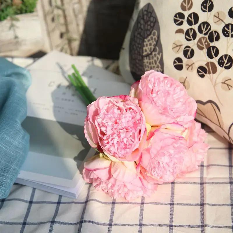 Artificial Five-Headed Peony Bouquet for Home Décor and Hand-Held Arrangements