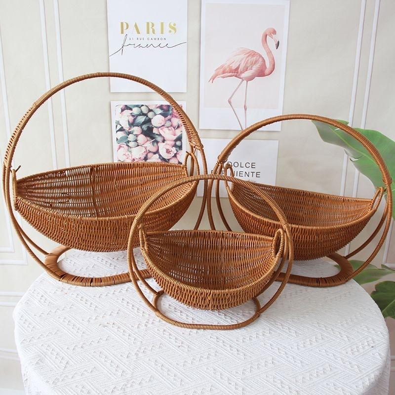 Handwoven Rattan-Style Cat Bed Basket Living Room Bedroom Pet Nest Storage Organizer
