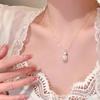 Elegante Collana con Perle d'Argento e Zaffiri - Catena per Clavicola Anti-Sbiadimento, Versatile per Donna